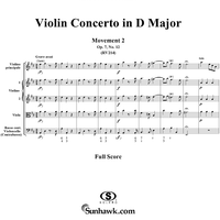 Violin Concerto in D Major, Movt. 2  Op. 7 No. 12   RV214 - Score