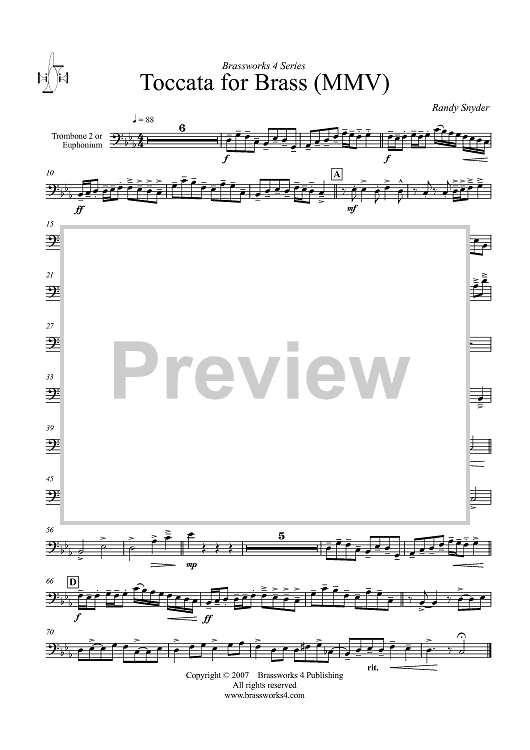 Toccata for Brass (MMV) - Trombone 2 or Euphonium BC