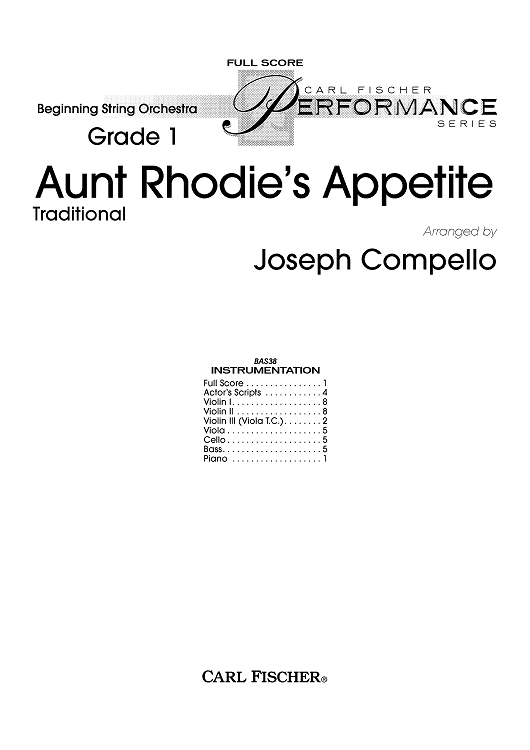 Aunt Rhodie's Appetite - Score