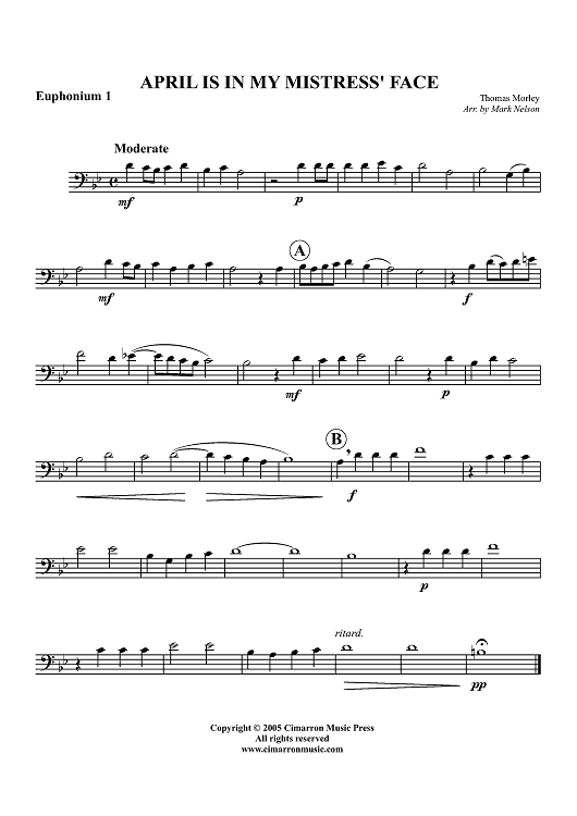 April Is In My Mistress' Face - Euphonium 1 BC/TC
