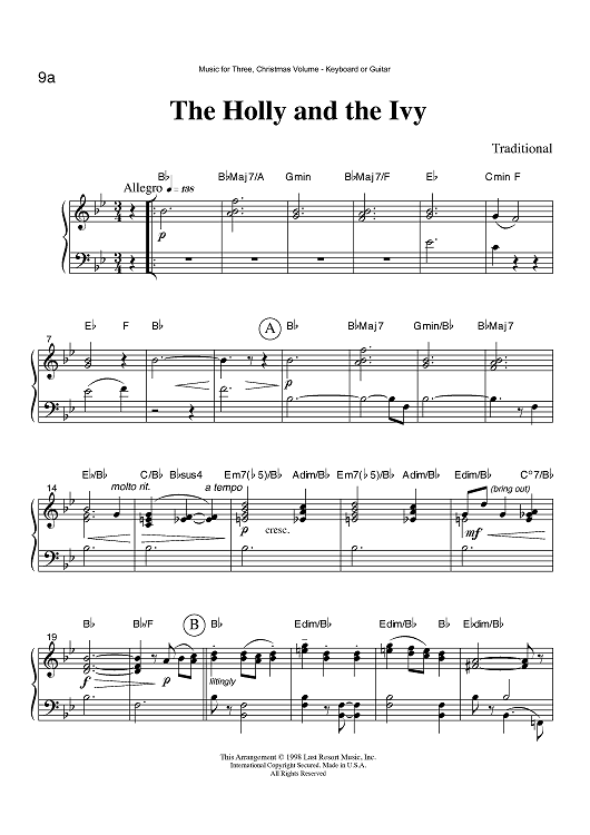 The Holly and the Ivy - Keyboard or Guitar