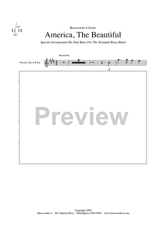 America, The Beautiful - Piccolo Trumpet in Bb