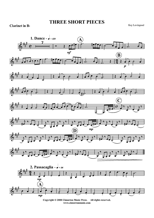 3 Short Pieces - Clarinet in Bb
