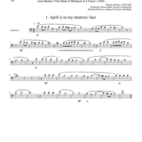 Two Madrigals, Vol. 5 - from Morley's "First Book of Madrigals to 4 Voices" (1594) - Trombone 2