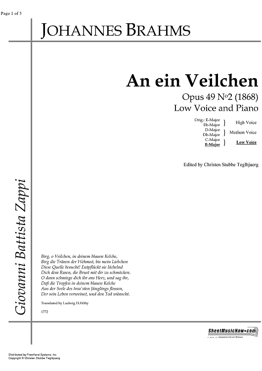 An ein Veilchen Op.49 No. 2