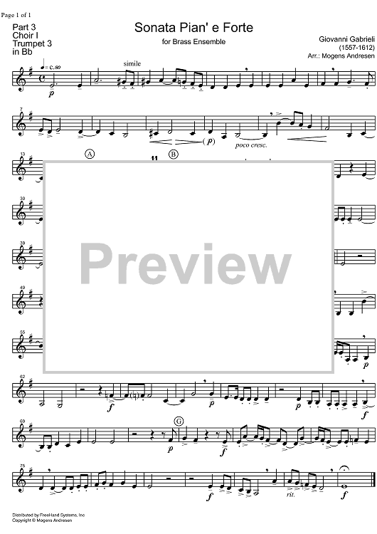Sonata Pian' e Forte - B-flat Trumpet 3