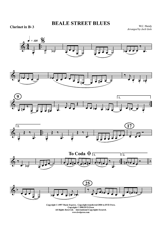 Beale Street Blues - Clarinet 3 in B-flat (op. Alto Cl.)