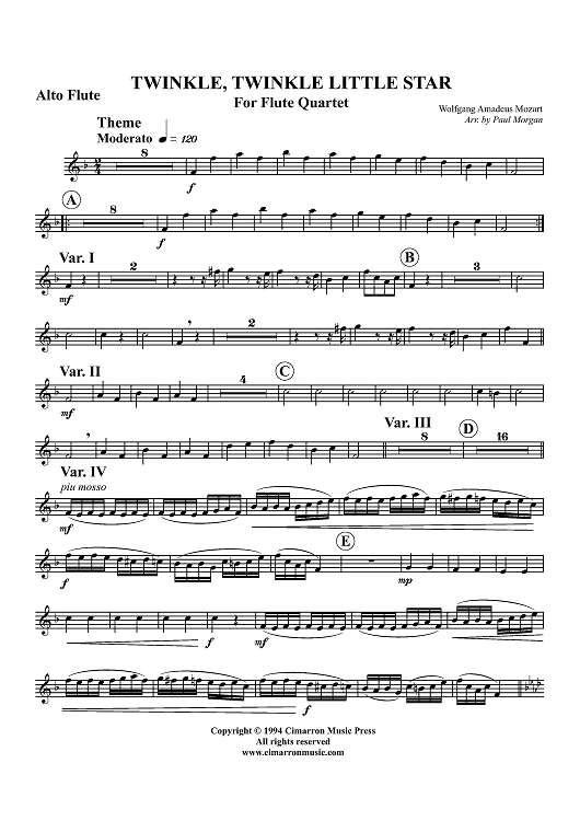 Twinkle, Twinkle Little Star - Alto Flute