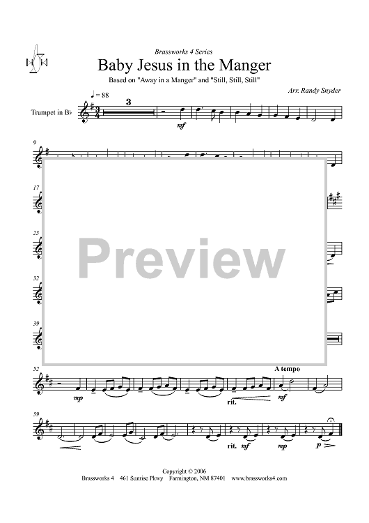 Baby Jesus in the Manger - Trumpet in B-flat