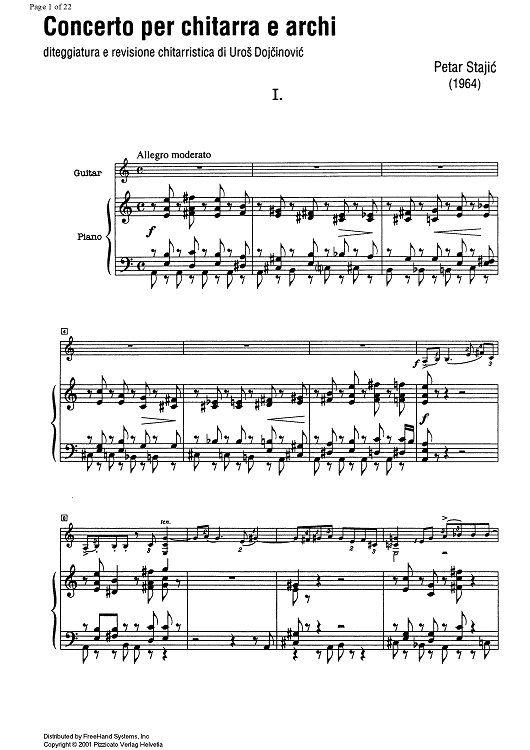 Concerto for guitar and strings - Score