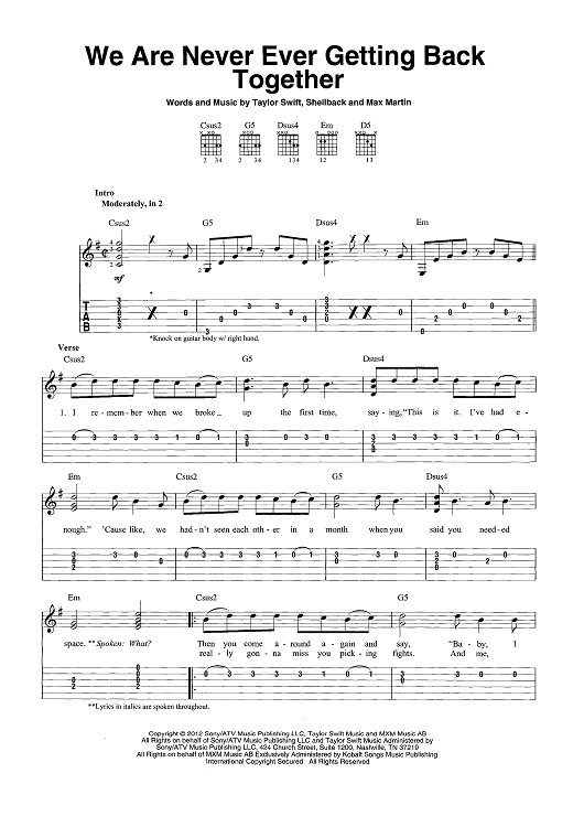 We Are Never Getting Back Together