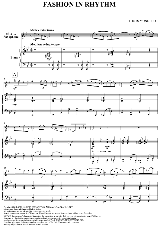 Fashion in Rhythm - Piano Score