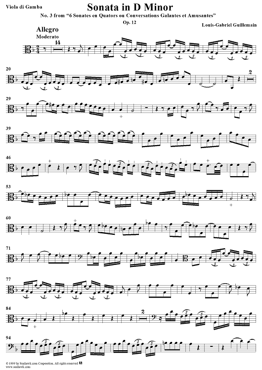 Sonata No. 3 in D Minor - Viola da gamba
