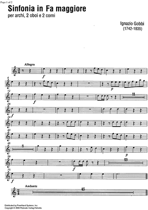 Sinfonia F Major - Horn 1