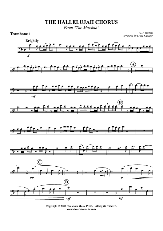 Hallelujah Chorus - From "The Messiah" - Trombone 1 (opt. F Horn)