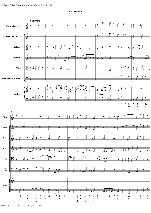 Triple Concerto in A Minor, Movement 3 (BWV1044) - Score