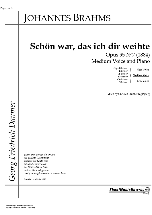 Schön war, das ich dir weihte Op.95 No. 7