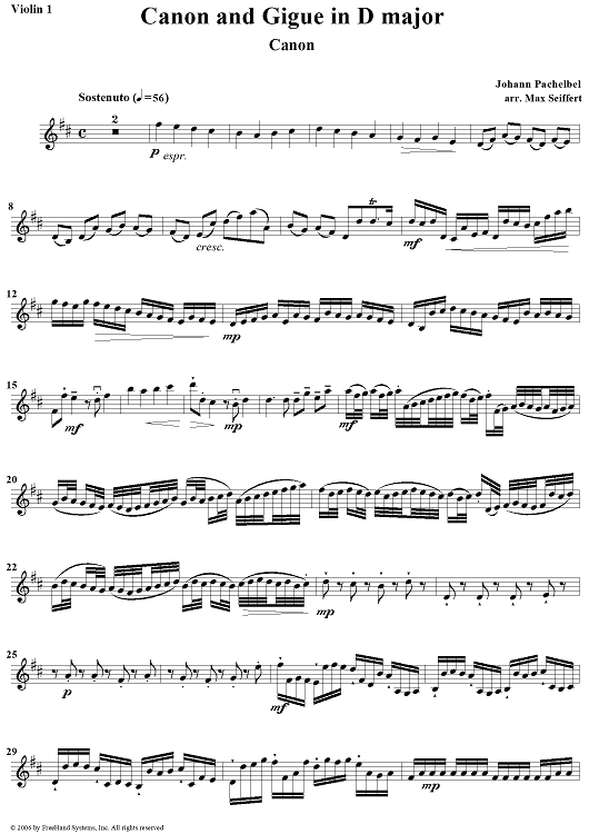 Canon and Gigue in D - Violin 1