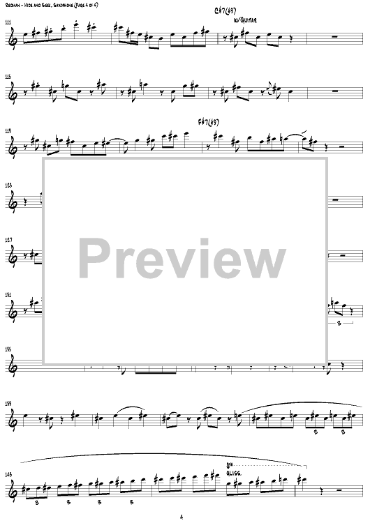 Hide and Seek Sheet Music by Joshua Redman for Saxophone Solo - Sheet Music  Now, hide and seek music 