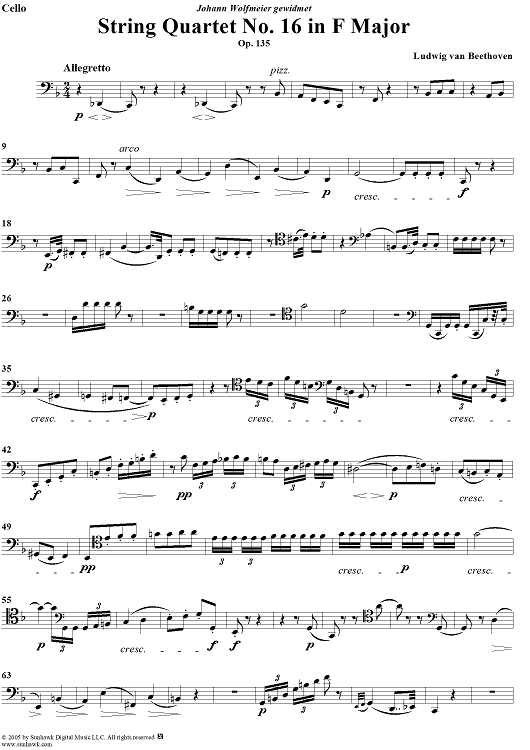 String Quartet No. 16 in F Major, Op. 135 - Cello