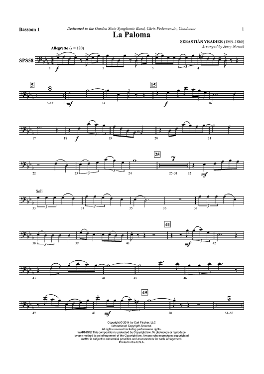 La Paloma - Bassoon 1