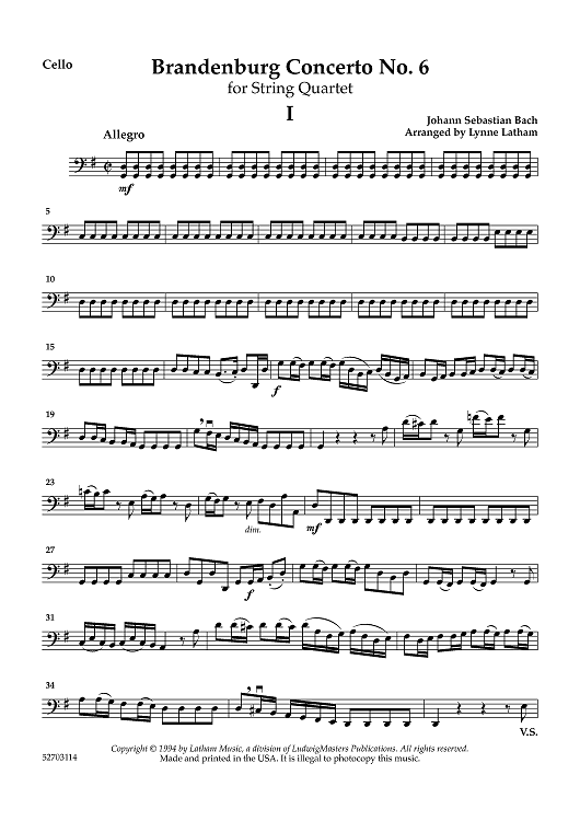 Brandenburg Concerto No. 6 - Cello