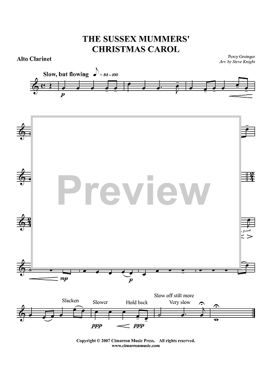 The Sussex Mummers' Christmas Carol - Alto Clarinet