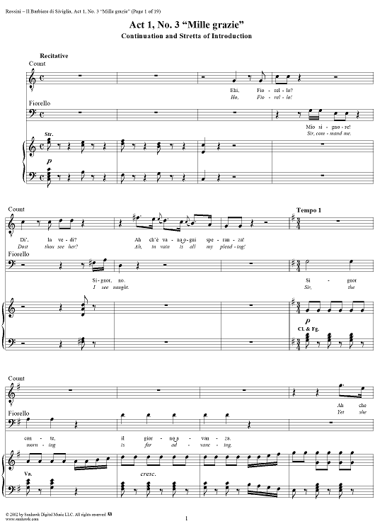 Continuation and Stretta of Introduction: Ehi, Fiorello?, No. 3 from "Il Barbiere di Siviglia"