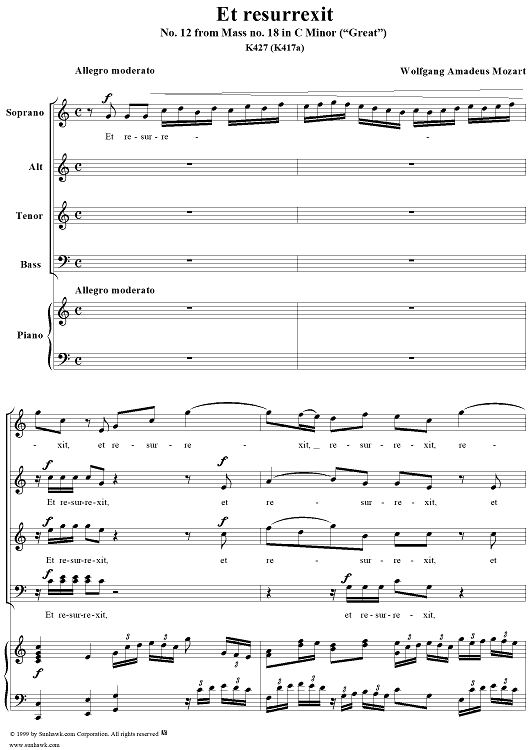 Et resurrexit - No. 12 from Mass no. 18 in C minor ("Great")   - K427 (K417a)