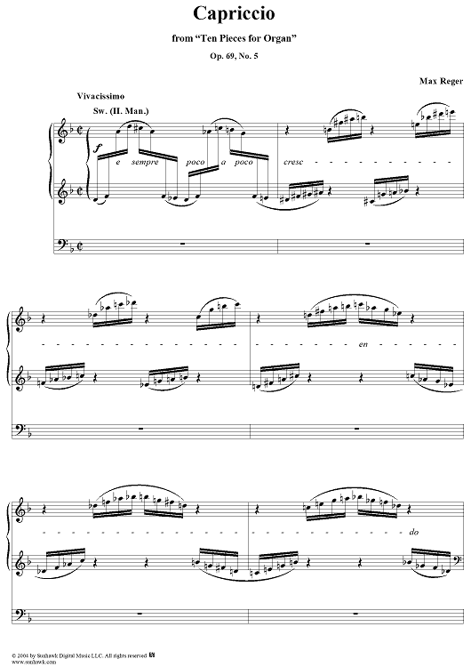 Capriccio, No. 5 from "Ten Pieces for Organ", Op. 69