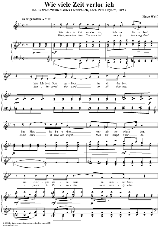 Wie viele Zeit verlor ich, No. 37 from "Italienisches Liederbuch, nach Paul Heyse", Part 2