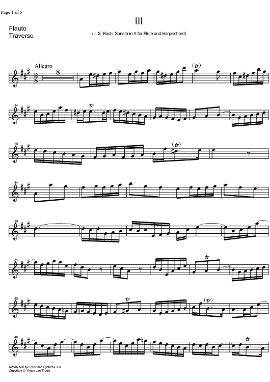 Sonata A Major BWV 1014 - Score