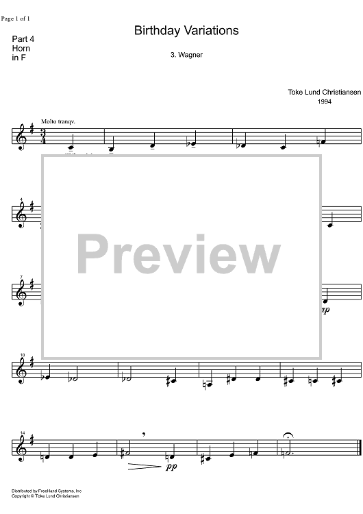 Birthday Variations Wagner - Horn