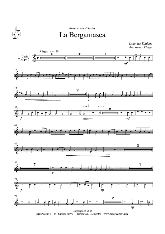 La Bergamasca - Choir 1, Trumpet 2