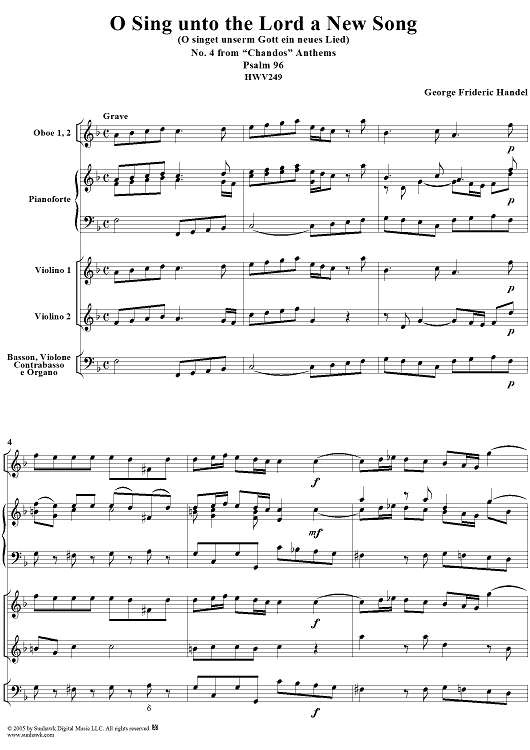 "Chandos" Anthems: No. 4, O Sing unto the Lord a New Song
