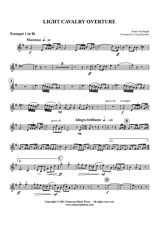 Light Cavalry Overture - Trumpet 1 in Bb