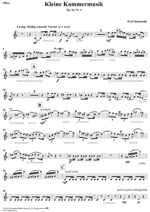 Kleine Kammermusik für fünf Bläser - Oboe
