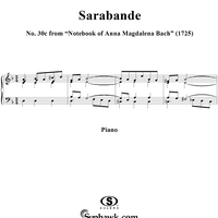 Sarabande - No. 30c from "Notebook of Anna Magdalena Bach" (1725)