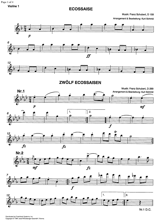 Ecossaise D158 & 12 Ecossaisen D229 - Violin 1