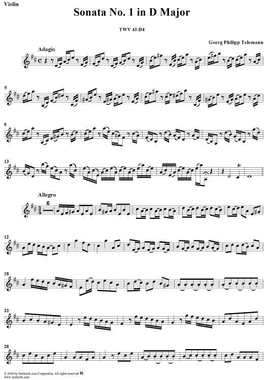 Sonata No. 1 in D Major - Violin