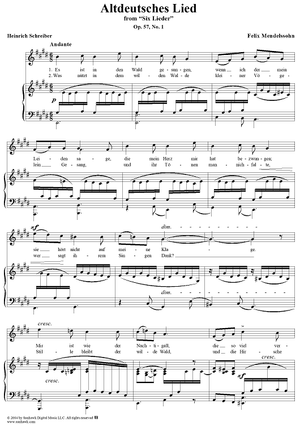 Six Lieder, Op. 57, No. 1: "Old German Song" (Altdeutsches Lied)