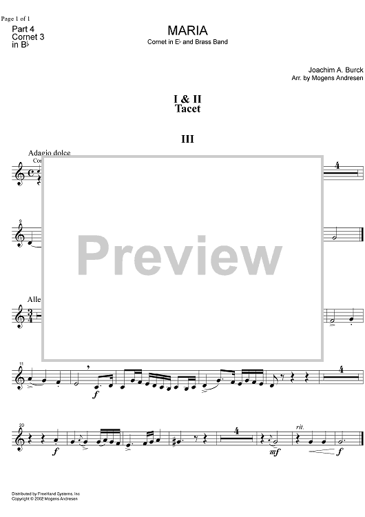 Maria - B-flat Cornet 3