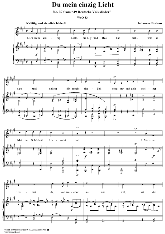 Du mein einzig Licht - No. 37 from "49 Deutsche Volkslieder"  WoO 33