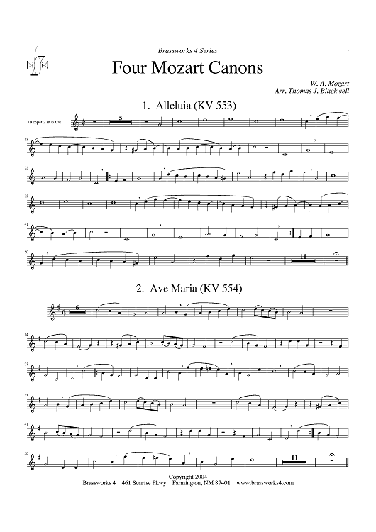 4 Mozart Canons - Trumpet 2 in Bb