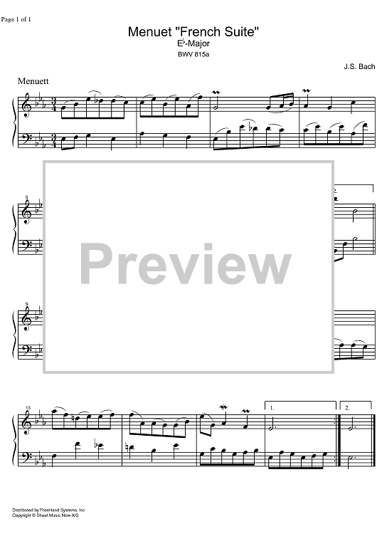 Minuet from French Suite Eb Major BWV 815a