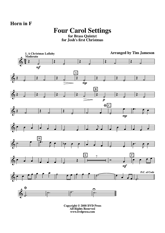 Four Carol Settings - Horn in F