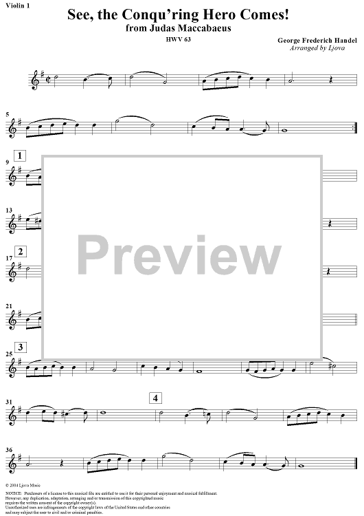 See, the Conqu'ring Hero Comes! - Violin 1