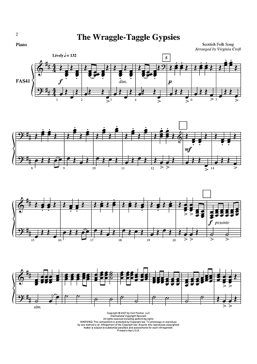 Wraggle-Taggle Gypsies, The - Piano