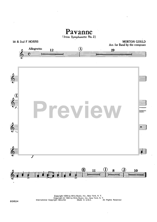 Pavanne (from Symphonette No. 2) - Horns 1 & 2 in F
