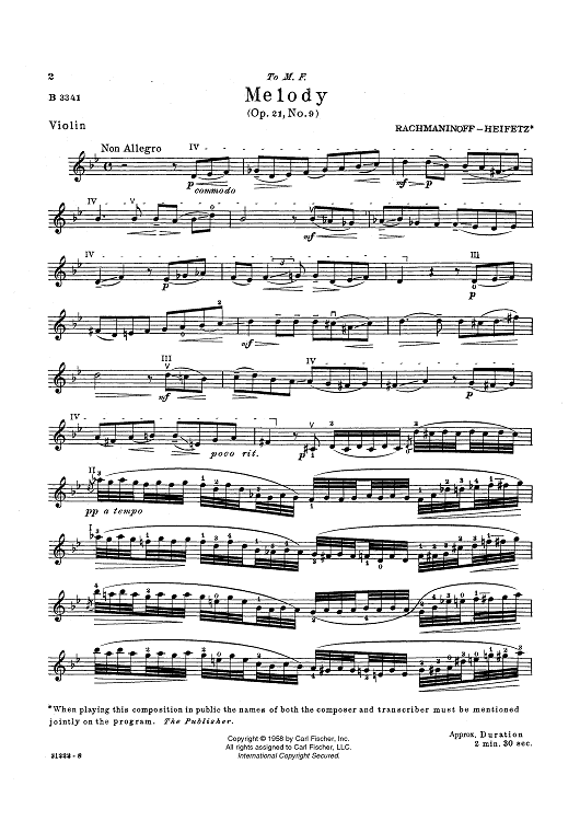 Melody - from Twelve Songs, Op. 21, No. 9